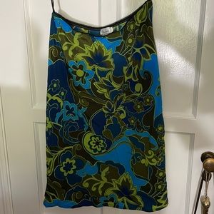 Charlotte Russe Midi Skirt - groovy blue flowers Large or M hip hugging